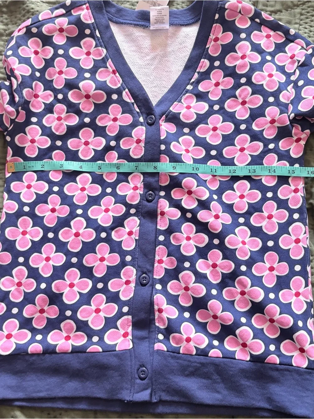 Gymboree Girls Medium 7-8 Navy Blue Pink Floral Print Button Up Cardigan NWT